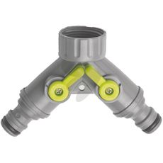 Haneanslutning 2-vejs med stophaner til glat tilslutning i haven.