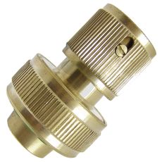 En slangekobling med vandstopp til 16/19 mm slange, ideel til landbrug og havearbejde.