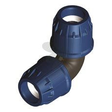 Vinkelrørskobling 20mm for fleksible forbindelser i rørsystemer.