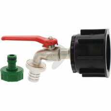 IBC-Adapter lang S60x6 med messingkugleventil 3/4 