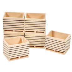 Sæt med 6 trækartoffel kasser i skala 1:32, ideel til landbrugsspil.