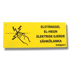 Elektrisk hegn advarselsskilt 250x100mm, vigtig for sikkerheden.