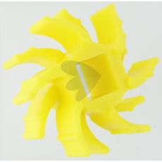 Gul fræsekrog med 6 fingre i dimensionerne 162x73x40 mm, perfekt til jordbearbejdning.