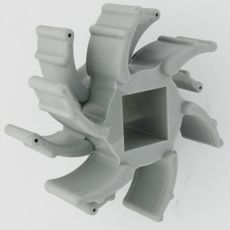 Grå fræsekrog med 6 fingre i dimensionerne 162x73x40 mm, ideel til feltarbejde.