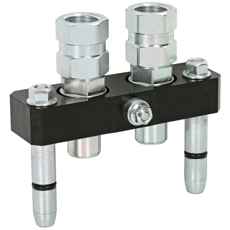 Mobil Multifaster 2x3/8 BSP, passer til 1/2 med tryk op til 250 Bar.
