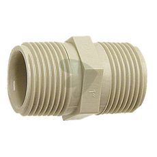 Dobbelt nippel til tilslutning af slanger og rør inden for landbrug og byggeri.