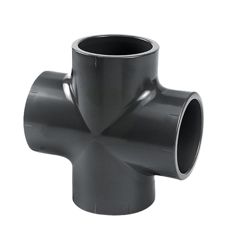 Kors-stykke af PVC-U, anvendeligt til ledningsinstallationer.