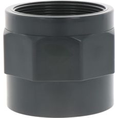 Langvarig muffe med limmuffe, indvendig gevind og ottekant til PVC-U anvendelse.