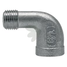 Vinkel 90°, med indvendigt og udvendigt gevind, ideel for rørtrækning.