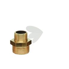 Reduceringsnippel med dobbelt udvendigt gevind, perfekt til diverse installationer.