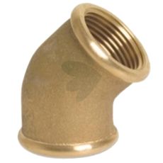 Vinkel 45° med dobbelt indvendige gevind, anvendelig inden for byggeri og landbrug.