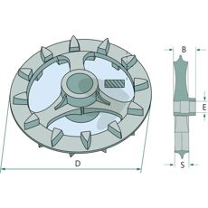 Crosskillring med diameter 410 mm, perfekt til jordbearbejdningsmaskiner.