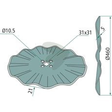Bølget cutterskive, Ø 460 x 5 mm, til effektivt arbejde i landbruget.