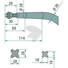 Ballespids med flad møtrik Strautmann M20 x 1.5 - 18809