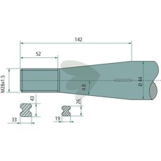 Ballespyd med konisk møtrik model 55576, 18864, ideel til landbrugsanvendelser.