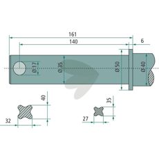 Længere balspyd med lige design, 850mm, ideel til traktorer.