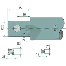 Balspyd Længde 860mm med lige form, perfekt til landbrugsudstyr.