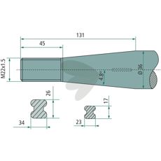 Ballespyd med konisk møtrik, M22X1,5, passer til ??? Schäffer og Saphir.
