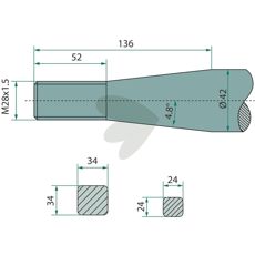 Stumpt ballespyd med konisk møtrik, ideelt til brug under svære forhold.