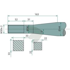 Ballespyd med M30X2 konisk møtrik, beregnet til Bressel & Lade udstyr.