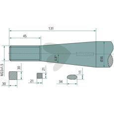 Baas/Trima balle spyd med konisk møtrik M22X1,5, 1100mm lang.