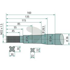 Faucheux balspyd med konisk møtrik M22X1,5, til maksimalt greb og stabilitet.
