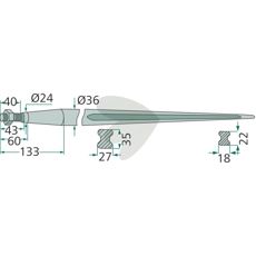 Balspyd med konisk møtrik M22X1,5 - perfekt til landbrug og traktor anvendelse.