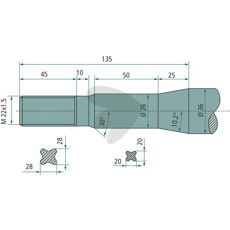 Lige balskud med bøsning og konisk møtrik 181300, robust bygget til pålidelighed.