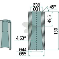Svejsbøsning 56031, holdbar komponent til pålidelig anvendelse i maskiner.