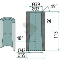 Svejsbøsning 55851, ideel til reparationer inden for landbrug og byggeri.