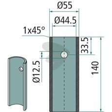Svejsbøsning 55675, robust og pålidelig for landbrugsmaskiner.