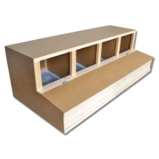 Redehule med 4 rum, ideel til effektiv opsamling af æg i hønsegården.