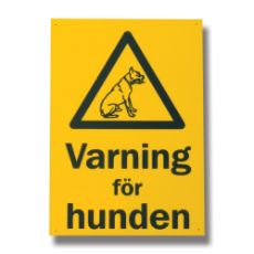 Skilt der advarer om hunde, beskytter både dyr og mennesker.