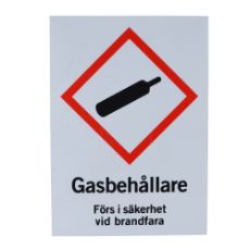Skilt for gasbeholder, sikkerhedsinformation at overveje ved brug af gas.