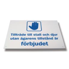 Skilt der informerer om forbud mod at få adgang uden tilladelse, vigtigt for dyrenes sikkerhed.