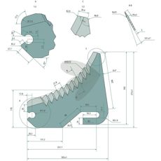Kniv CKN00014 til rundballepresser, optimeret til effektiv og nem anvendelse.