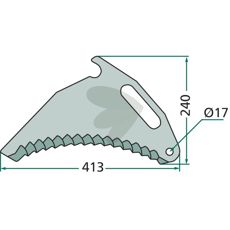 Kniv til snittevogn, 002695 B, tilbyder holdbarhed og effektivitet i arbejdet.