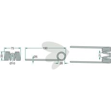 Pick-up stift 190 mm til Welger RP 12, 15, 16 S - høj kvalitets reservedele til traktorer.