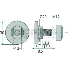 Klinge skrue med møtrik 0.404.7103.00, perfekt til installation.