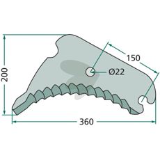 Kniv til rundballepresse, robust design til langvarig brug.