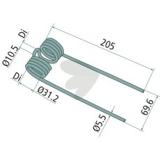 Welger pick-up pind 205 mm, optimalt til at indsamle plantemateriale.