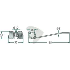 Deutz Fahr pick-up pind, 155 mm, til effektiv indsamling af grøntsager.
