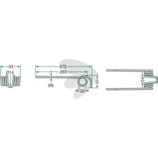 Rivepin Case IH 275 mm, designet for optimal ydelse ved jordbearbejdning.