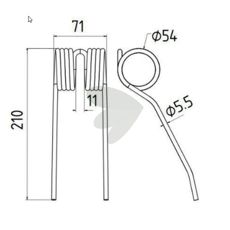 Pick-up pin til Massey Ferguson, længde 230 mm, høj kvalitet og holdbarhed.