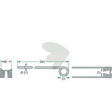 Fella rotorvender rivepin 385 mm, fremragende til professionel brug.