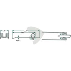 New Holland pick-up pin, 220 mm, holdbar og effektiv til markarbejde.