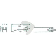 Fjederpinde Deutz Fahr, 567mm, af høj kvalitet til langvarig brug.