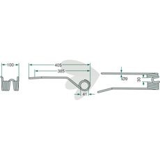 Venstre rivespik Deutz Fahr 405 mm, skræddersyet til Kverneland.