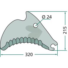 Kniv VF16650699 beregnet til rundballepresser, designet til effektivitet.