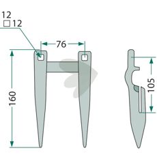 Dobbeltfinger med tandet kniv nederst, giver fremragende skæreevner i landbrug.